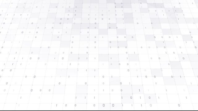 Minimal White Data Grid with Floating Binary Numbers &ndash; Abstract Digital Technology Seamless Loop Background