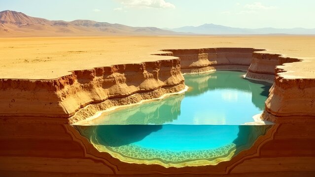Desert arc deep pit blue water pool