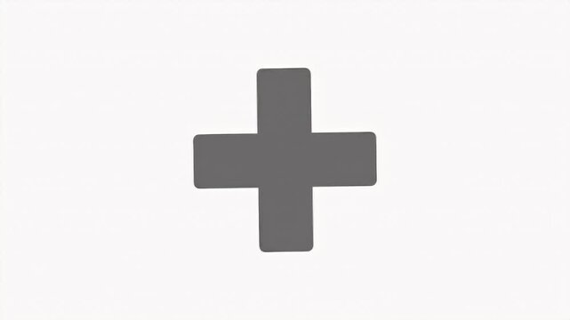 A Simple Grey Plus Symbol on a White Background, Representing Addition, Mathematics, or a Medical Symbol