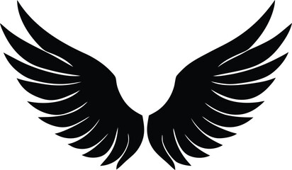 Fototapeta premium Black stylized angel bird wings vector graphic design element