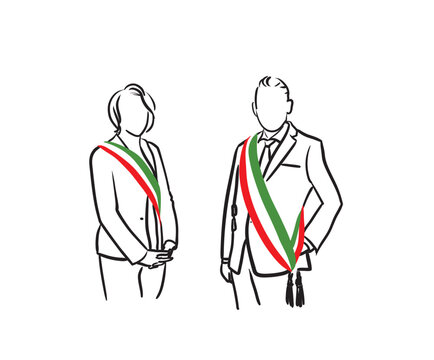 bourgmestres homme et femme repr&eacute;sentants des communes et villes italiennes