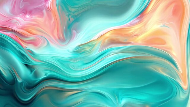 Vibrant Abstract Swirling Pattern in Turquoise and Coral Colors