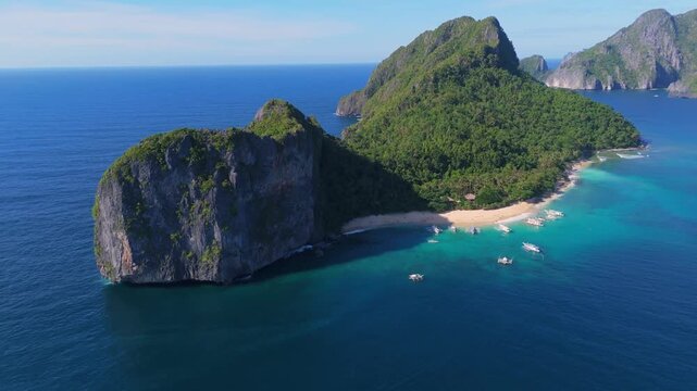 aerial view of Helicopter Island in the Bacuit Archipelago, el nido Palawan , philippines destination in tour travel