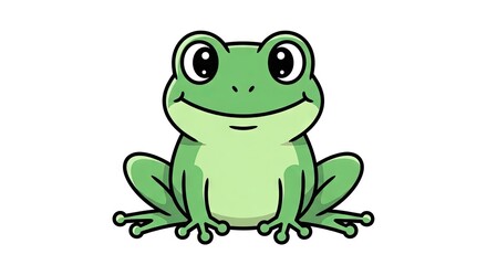 Obraz premium Cartoon frog illustration green smiling friendly amphibian isolated vector