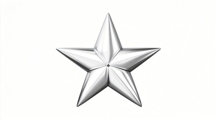 Obraz premium Shiny Metallic Silver Star Shape Isolated On White Background 3D Rendered Symbol For Quality Rating Achievement Award Success Excellence Badge Icon Military Christmas Decoration De