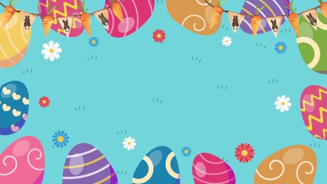 Happy Easter Blue and Pink Playful Greeting Video