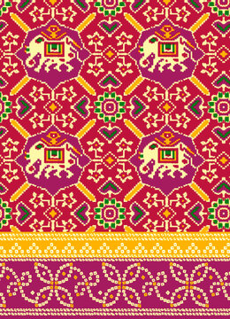 patola allover garment design and leriya saree design for printing