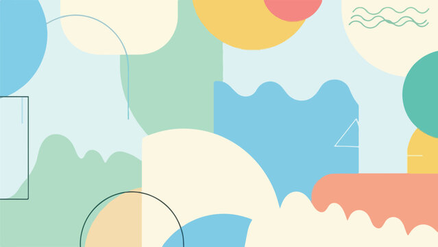 Colorful, abstract background comprised of geometric shapes in soft tones