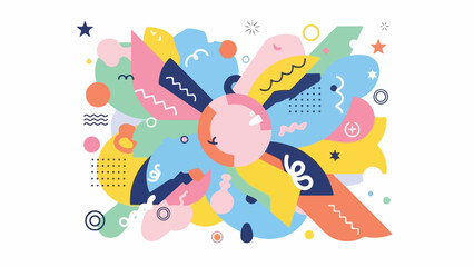Fototapeta premium Colorful abstract artwork of geometric shapes and textures, in pastel colors
