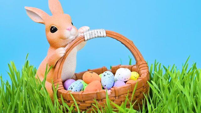 Video of an Easter bunny in green grass