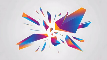 Fototapeta premium Suspended crystalline fragments on white background – Great for data visualization, impact analysis, or modern art.