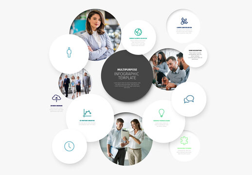Modern Business Infographic Template with Corporate Photo Placeholders