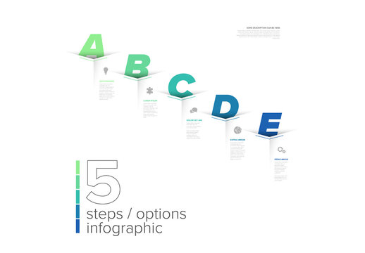 Business Infographic Template with Five Steps and Colorful ABCDE Letters