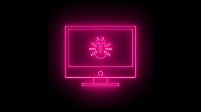 Warning icon on a digital LCD display with reflection. Concept of cyber attack, malware, ransomware, data breach, system hacking, virus, spyware, compromised information and urgent. 3D Illustration
