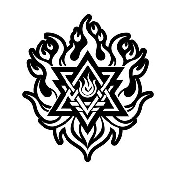 A solid style icon of satanic sigil symbol