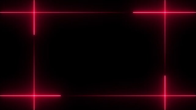 Rectangular Fire effect Animation. Fire Flame Gradually Abstract neon line picture frame background, Rectangular Fire effect Animation on black background.4k video
