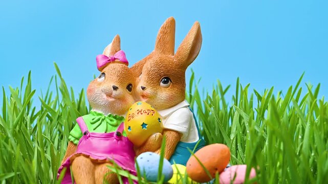 Video of an Easter bunny in green grass