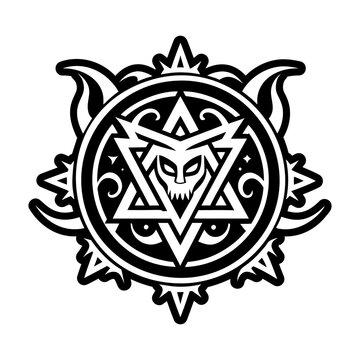 A glyph style icon of satanic talisman symbol