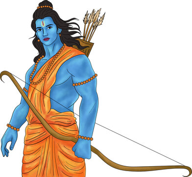 Lord Ram with bow arrow illustration