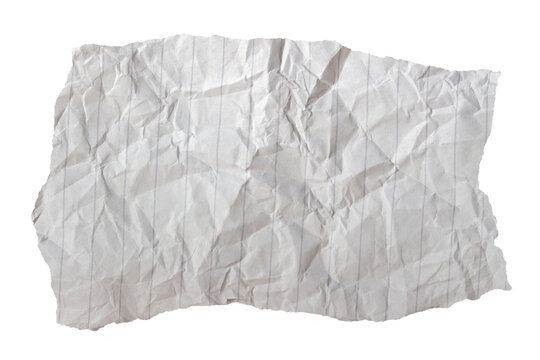 Crumpled Torn Lined Notebook Paper Strip with Wrinkles Isolated on Transparent Background