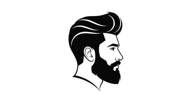Bearded man profile with stylish hair vector illustration