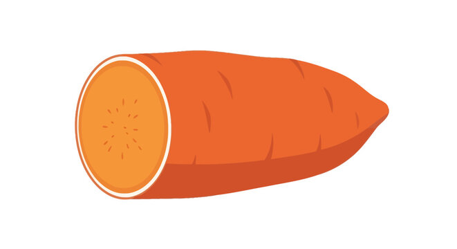 Cut sweet potato vegetable isolated on white background