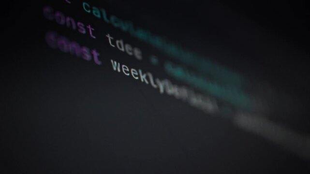 An engineer works on a cutting-edge display, surrounded by lines of code that continuously shift, as symbols and numbers are rewritten by AI-powered automation. A developer fine-tunes the algorithm