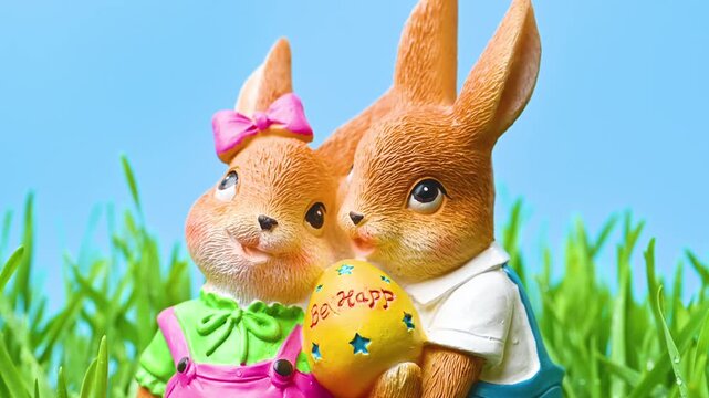Video of an Easter bunny in green grass