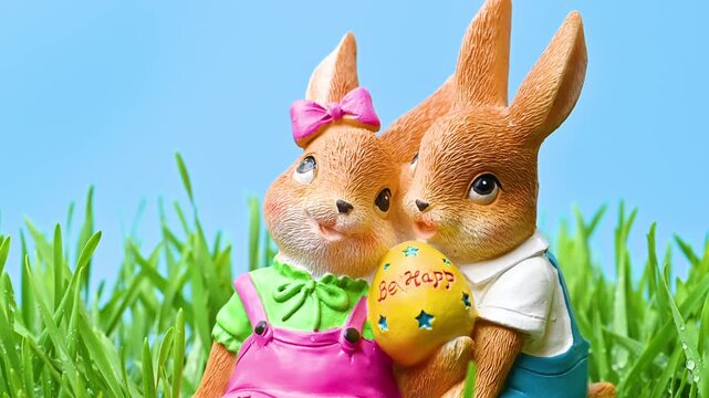 Video of an Easter bunny in green grass