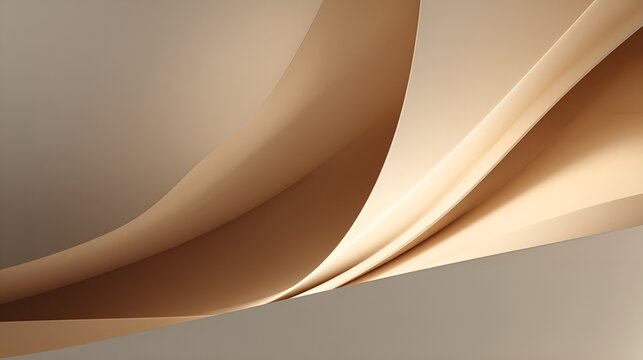 Soft abstract background showing fluid layers of beige and gold paper creating smooth curves and gentle waves, conveying elegance, flow, and minimalist design