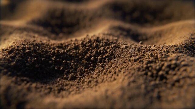 Brown soil texture closeup view.