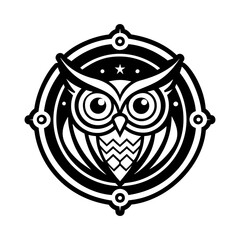 Naklejka premium A solid style icon of cosmic owl symbol