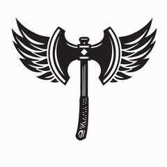 Fototapeta premium Winged Hatchet Logo Design Flying Axe Vector Symbol for Woodcutter