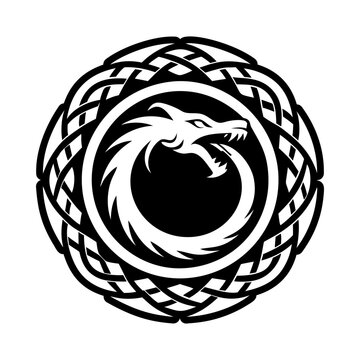 A filled style icon of ouroborus symbol