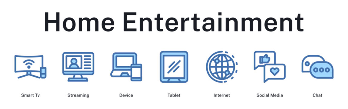 Home entertainment system integrating smart television, streaming services, multiple devices, connectivity, and social interaction.