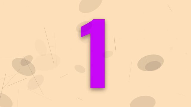 An animated colorful countdown timer from five to one for cinematic project openings