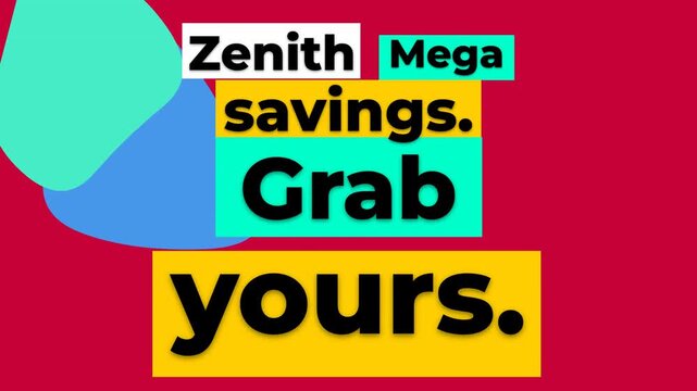 Vibrant Mega Sale Motion Graphic featuring colorful discount text on a red background.