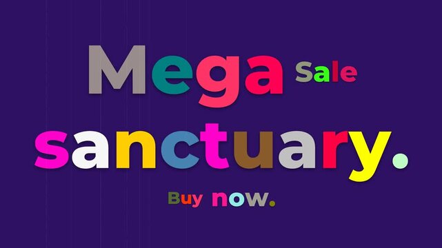 Dynamic Mega Sale Motion Graphic with vibrant text for business promotion on purple background.