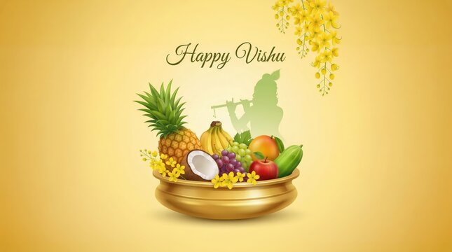 Happy Vishu greeting card illustration.