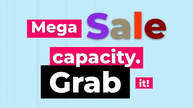 Mega Sale Motion Graphic featuring vibrant text for commercial and retail ads.