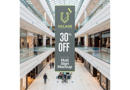Mall Vertical Sign Mockup