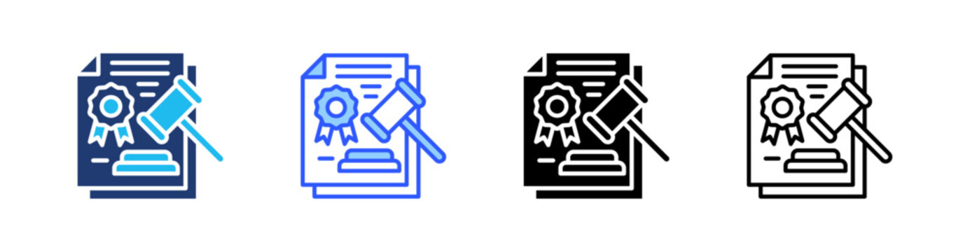 Legal Documents Multi Style Icon Set Vector 
