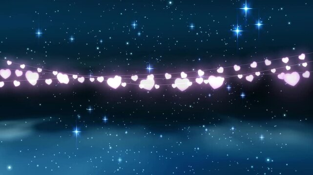 Animation of christmas fairy lights, snowflakes and stars