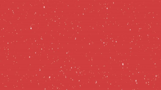 Animation of falling snow over red background