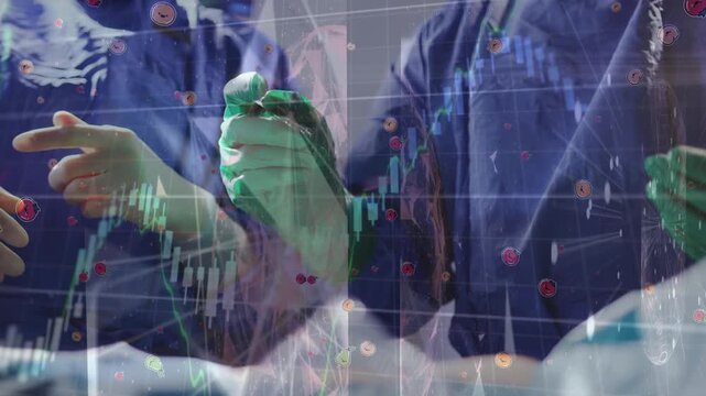 Animation of data processing over surgeons during surgery