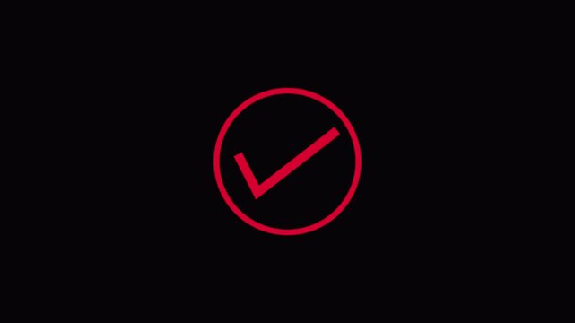Check Mark Animation ,Approved Tick Icon, Success Verification Symbol, Minimal UI Motion&rdquo;Check mark icon animation for confirmation and success status. 4k video animation on alpha channel.