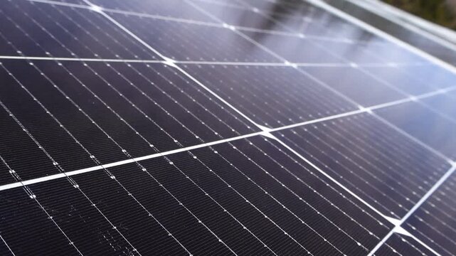Close up of solar panel collecting renewable energy