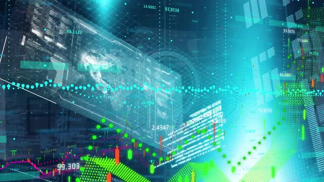 Animation of data processing over clock