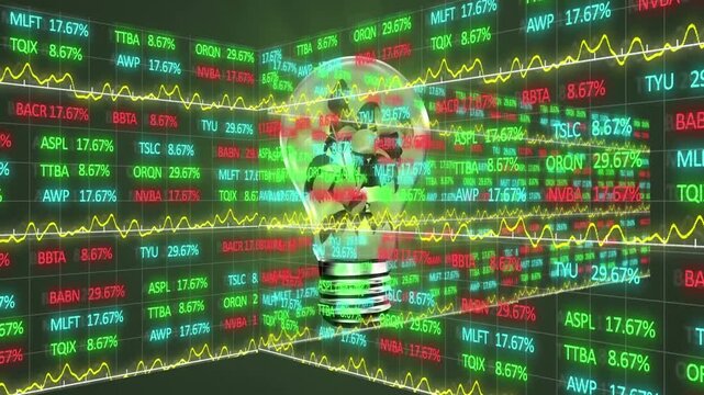 An animation of a light bulb with a growing plant