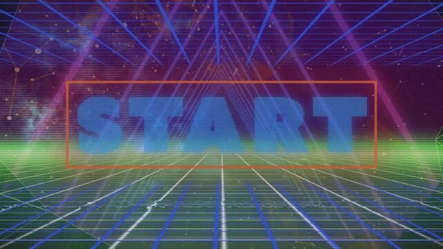 Video of start text over glowing pattern